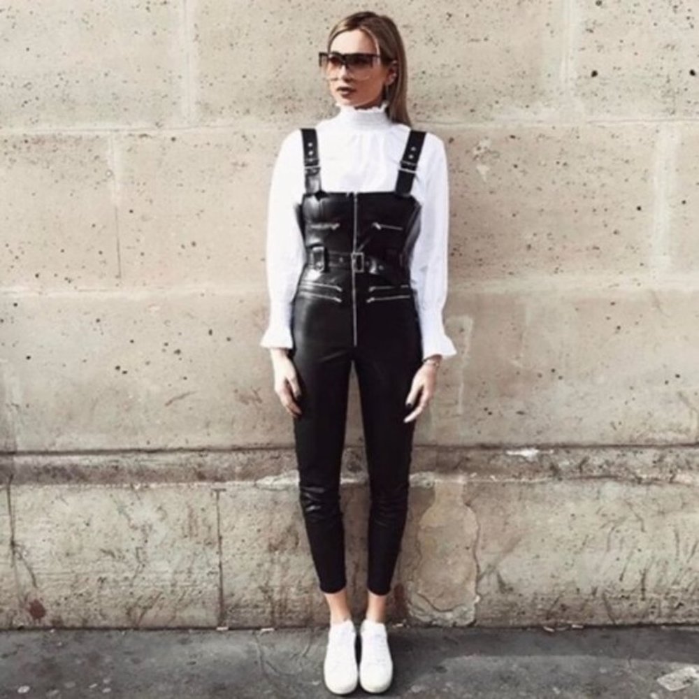 NWT WeWoreWhat Black Moto Overalls size M and S